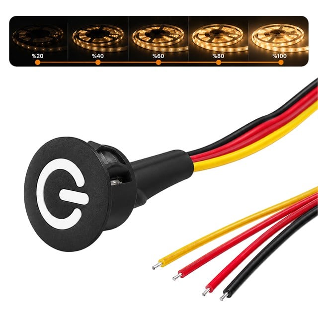 Powermaster PM-30765 5V DC 10mm Gömme Dokunmatik LED Dimmer Kontrolcüsü Switch Buton Siyah