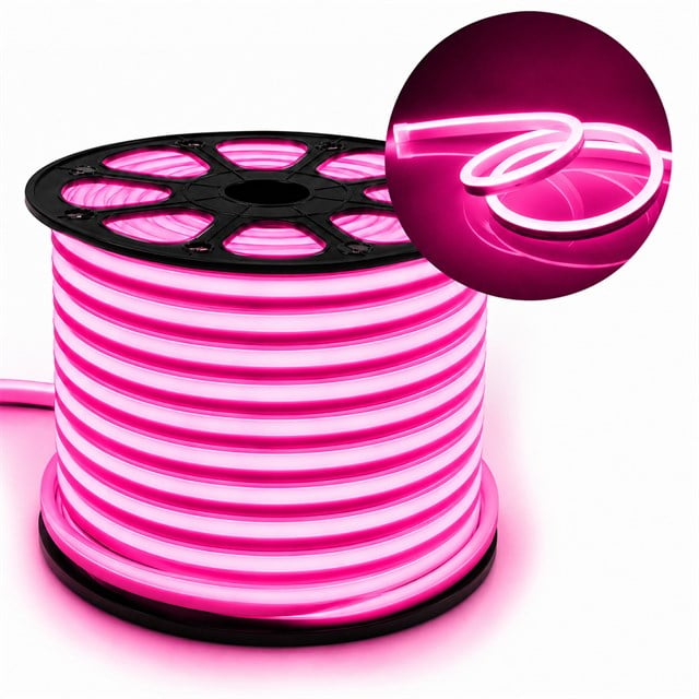 PowerMaster PM-5290 Silikon Kaplama 12 Volt 100 Metre Pembe Neon Led Şerit Aydınlatma
