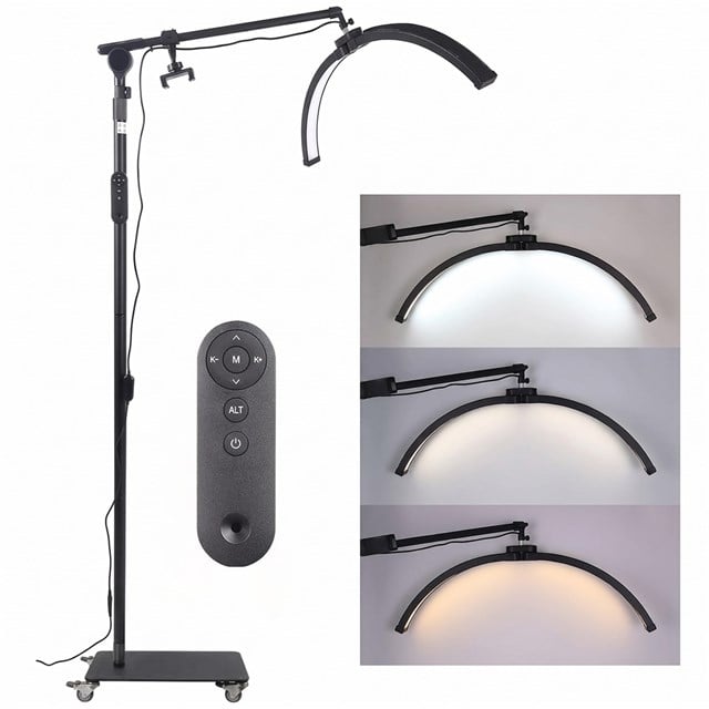 Trled F-700B Katlanabilir Ayaklı ve Tekerlekli Siyah Güzellik Salonu Lambası