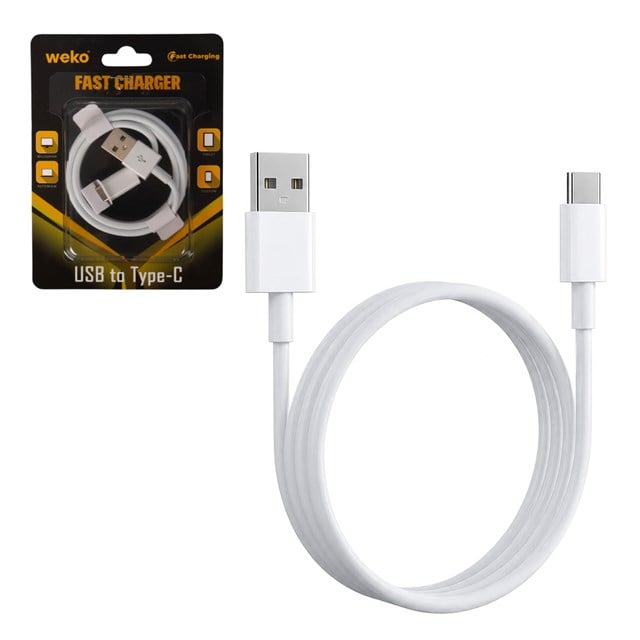 Weko WK-29908 Beyaz 1 Metre Usb To Type-C Şarj - Data Aktarım Kablosu
